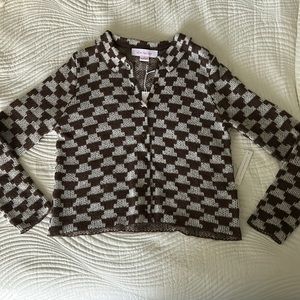 Lisa Says Gah Brown and Cream Checkered Cardigan